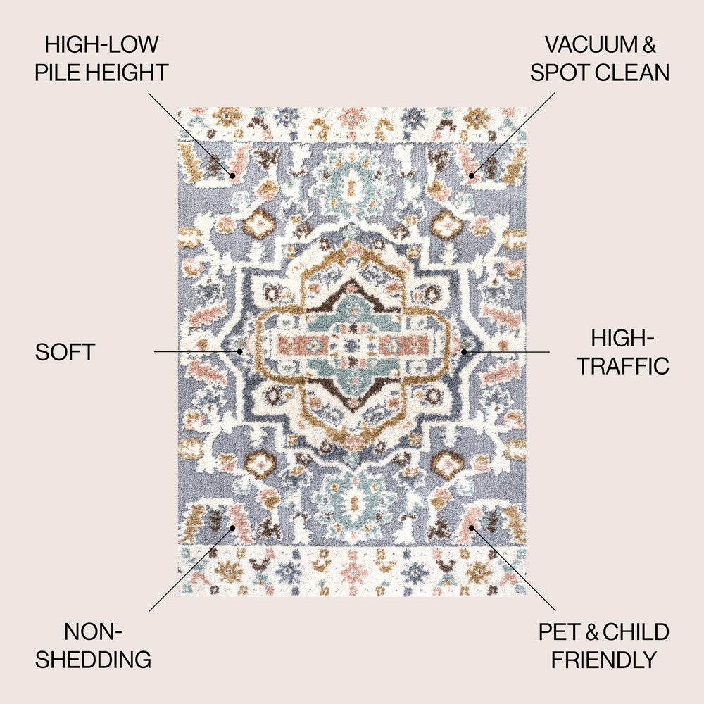 Rayna Persian Medallion High-low Area Rug