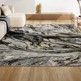 Batura Swirl Marbled Abstract Area Rug