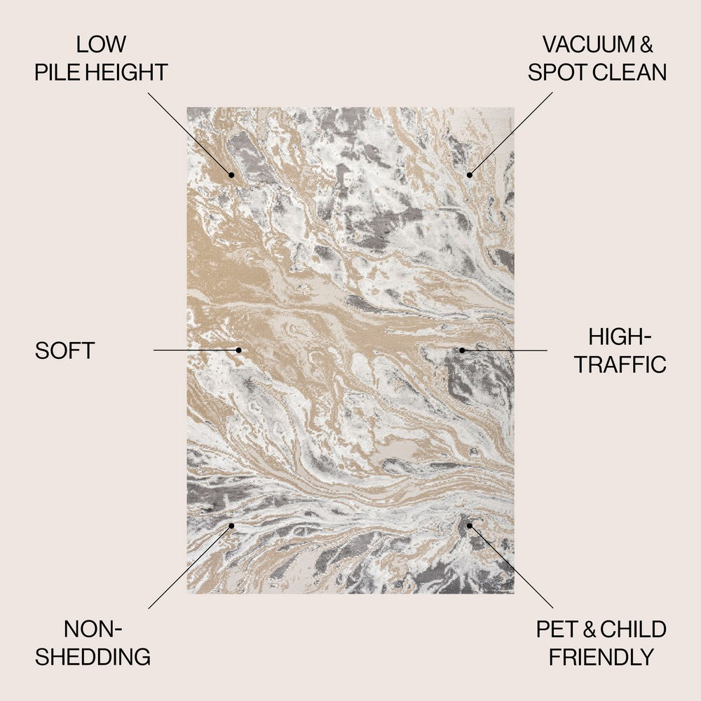 Batura Swirl Marbled Abstract Area Rug