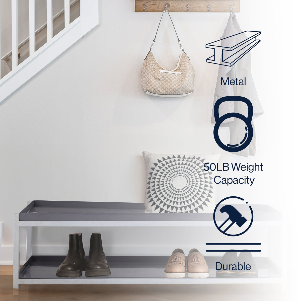 Ashoka Industrial Compact 10.75" 6-Pair 2-Tier Iron Shoe Rack