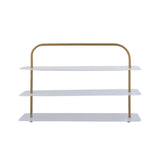 Coffe Minimalist 24.5" 9-Pair 3-Tier Iron Thin Flat Plate Shoe Rack