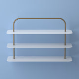 Coffe Minimalist 24.5" 9-Pair 3-Tier Iron Thin Flat Plate Shoe Rack