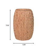 Bay 21.06" Coastal Bohemian Handwoven Hyacinth Barrel Storage Stool with Lid