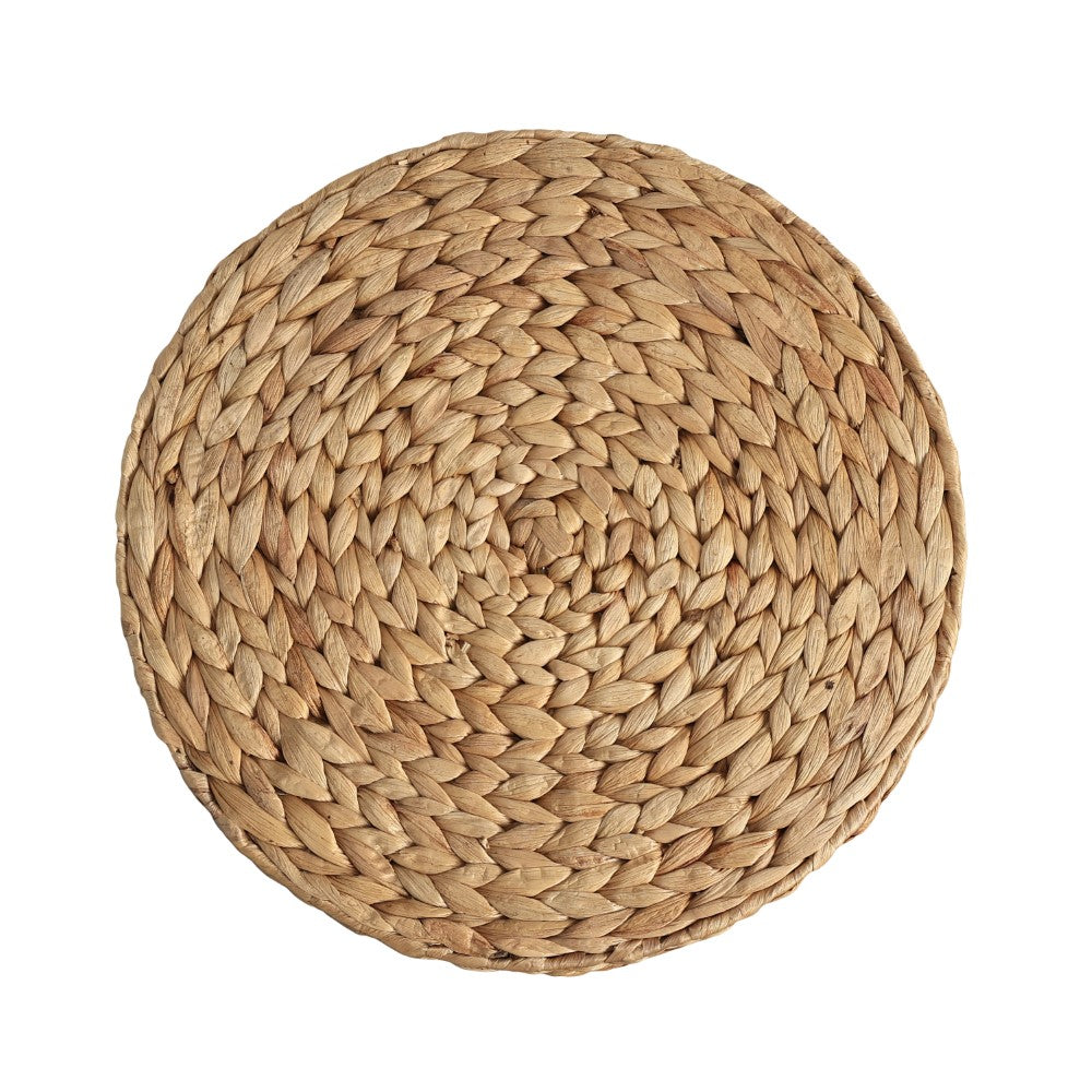 Addie 17.72" Modern Coastal Handwoven Water Hyacinth Storage Ottoman with Lid