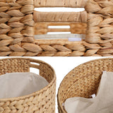 Josie 18" Modern Coastal Hand-Woven Hyacinth Storage Ottoman with Lid