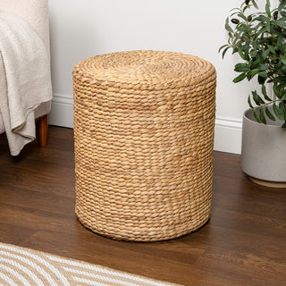 Zoey Modern Coastal Hand-Woven Hyacinth Stool
