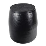 Merida 19" Modern Rustic Hammered Metal Drum Storage Side Table with Lid