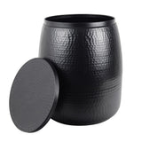 Merida 19" Modern Rustic Hammered Metal Drum Storage Side Table with Lid