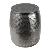 Merida 19" Modern Rustic Hammered Metal Drum Storage Side Table with Lid