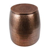 Merida 19" Modern Rustic Hammered Metal Drum Storage Side Table with Lid