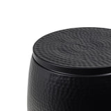 Merida 15" Modern Rustic Hammered Metal Drum Storage Side Table with Lid