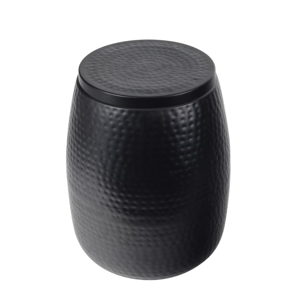 Merida 15" Modern Rustic Hammered Metal Drum Storage Side Table with Lid