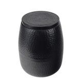 Merida 15" Modern Rustic Hammered Metal Drum Storage Side Table with Lid