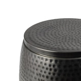 Merida 15" Modern Rustic Hammered Metal Drum Storage Side Table with Lid