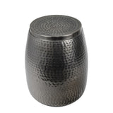 Merida 15" Modern Rustic Hammered Metal Drum Storage Side Table with Lid