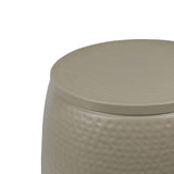 Merida 15" Modern Rustic Hammered Metal Drum Storage Side Table with Lid