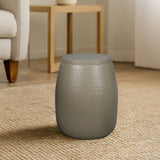 Merida 15" Modern Rustic Hammered Metal Drum Storage Side Table with Lid