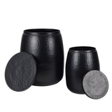 Merida Modern Rustic 2-Piece Hammered Metal Drum Storage Side Tables with Lids