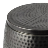 Merida Modern Rustic 2-Piece Hammered Metal Drum Storage Side Tables with Lids