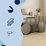 Merida Modern Rustic 2-Piece Hammered Metal Drum Storage Side Tables with Lids