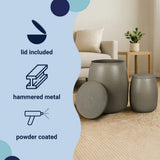 Merida Modern Rustic 2-Piece Hammered Metal Drum Storage Side Tables with Lids