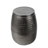 Jasper 15" Modern Rustic Arrow-Hammered Metal Drum Storage Side Table with Lid