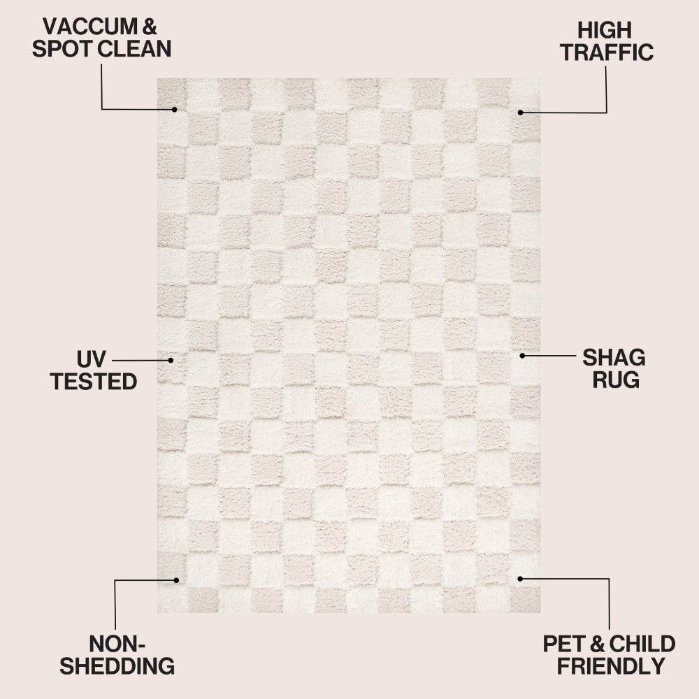 Driftvale Geometric Checker High-low Shag Area Rug