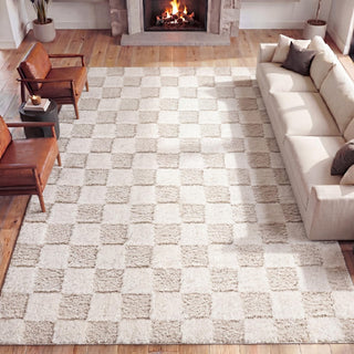 Driftvale Geometric Checker High-low Shag Area Rug