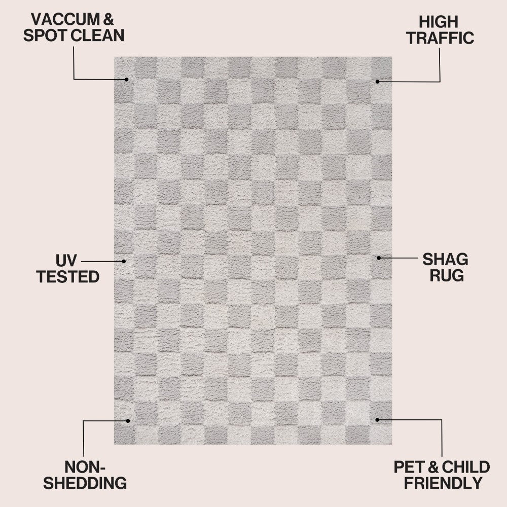 Driftvale Geometric Checker High-low Shag Area Rug