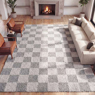 Driftvale Geometric Checker High-low Shag Area Rug
