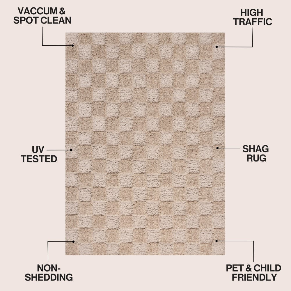 Driftvale Geometric Checker High-low Shag Area Rug