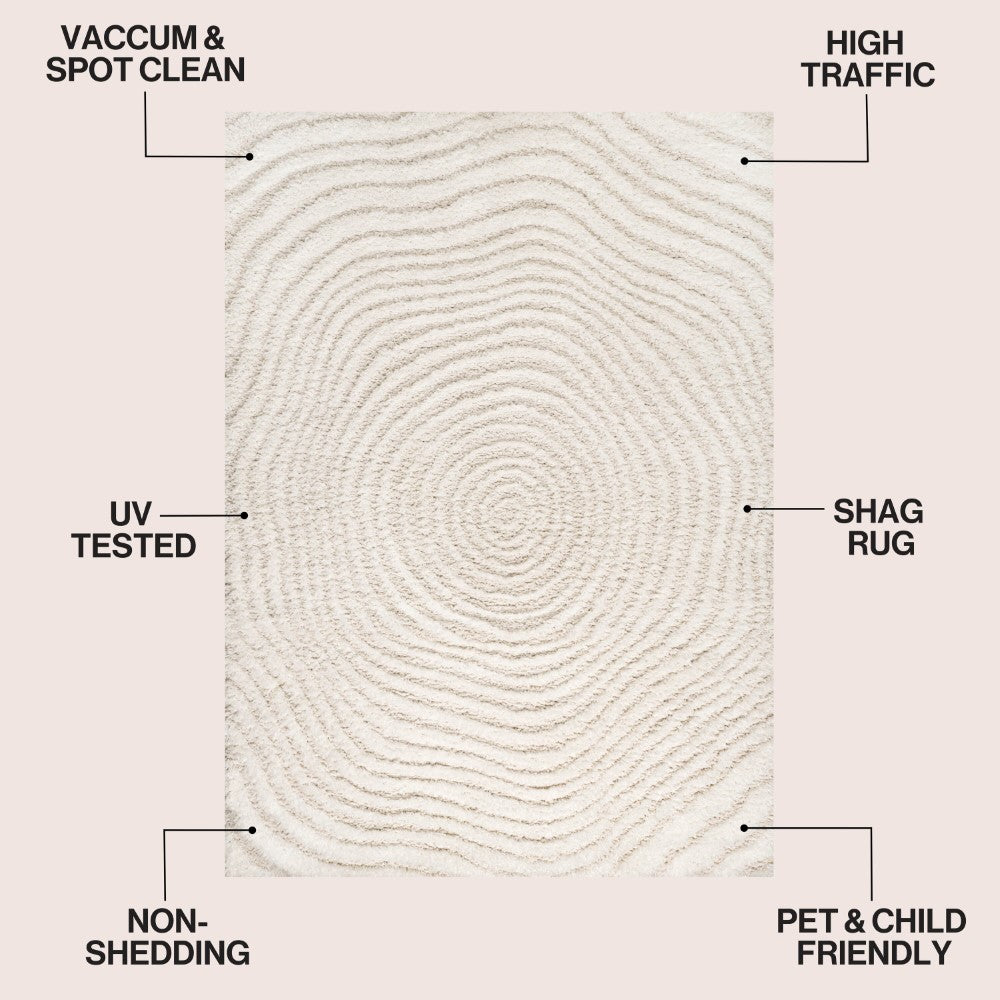 Sandmere Concentric Ring High-low Shag Area Rug