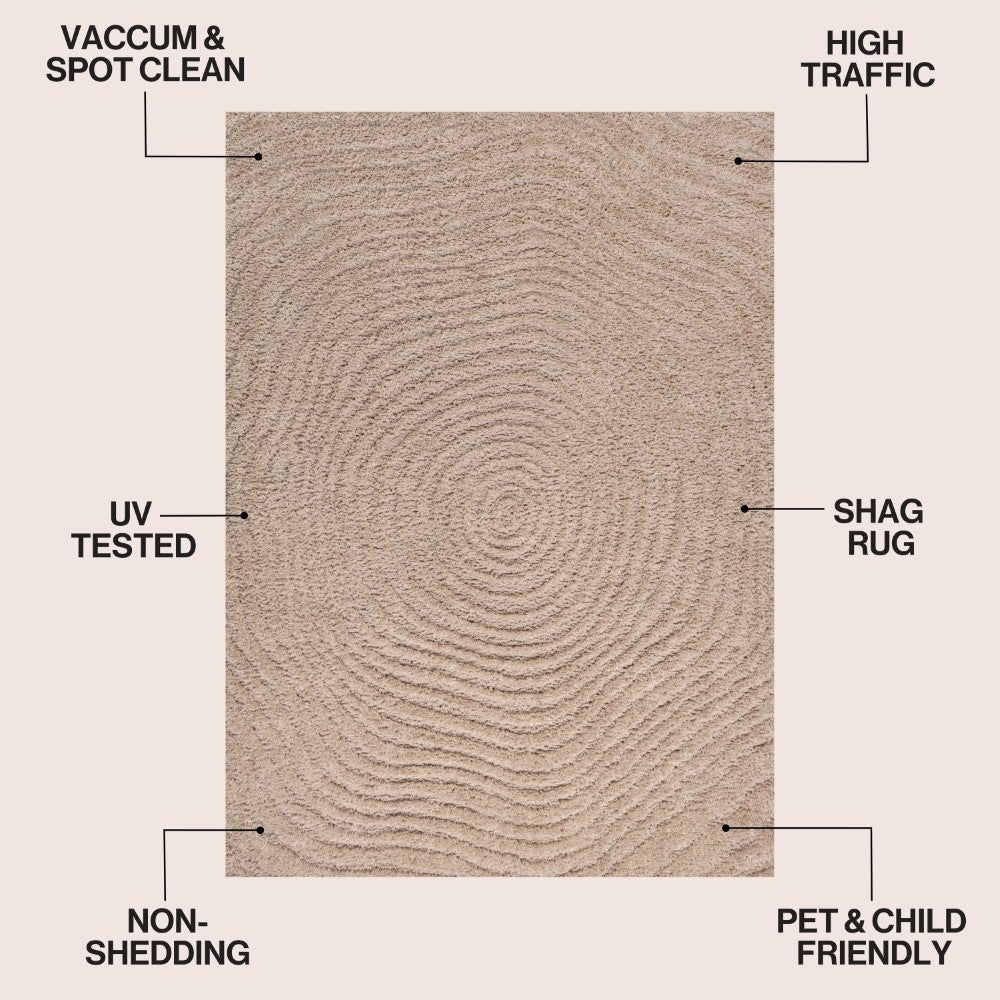 Sandmere Concentric Ring High-low Shag Area Rug