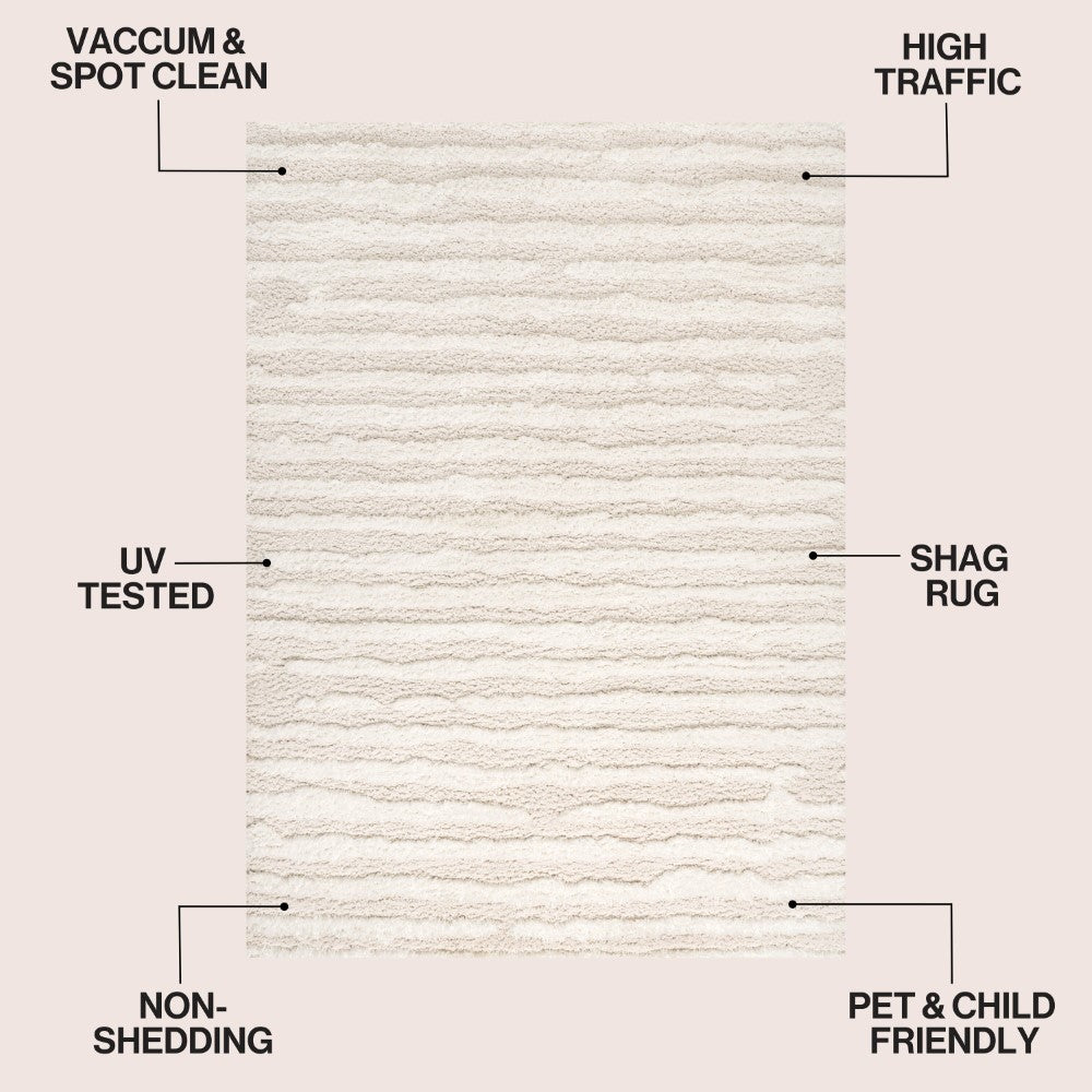 Earthyn Distressed Linear Stripe High-low Shag Area Rug