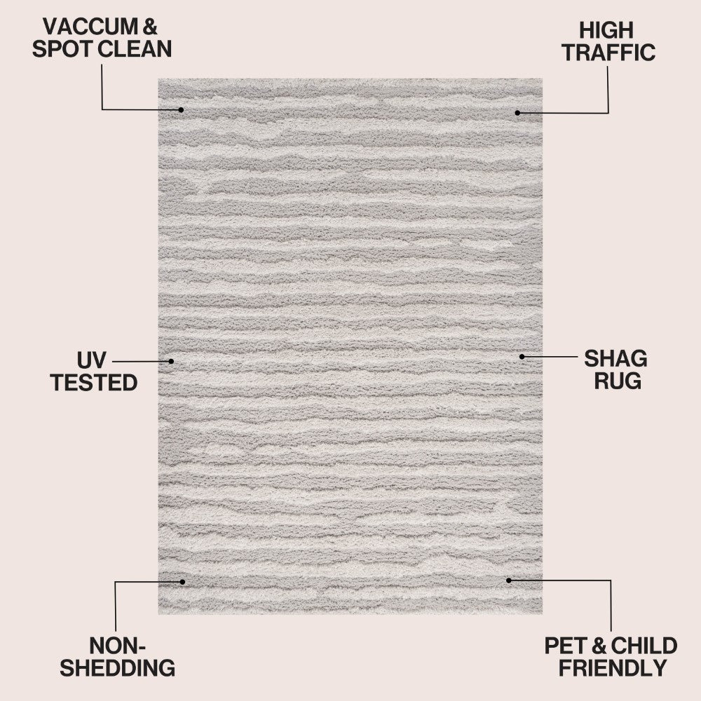 Earthyn Distressed Linear Stripe High-low Shag Area Rug