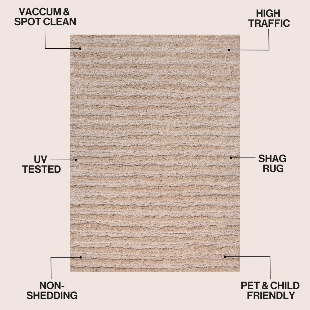 Earthyn Distressed Linear Stripe High-low Shag Area Rug