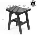 Nuvair 15.75" Traditional Classic Slatted Solid Acacia Wood Indoor/Outdoor Shower Stool