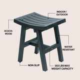 Nuvair 15.75" Traditional Classic Slatted Solid Acacia Wood Indoor/Outdoor Shower Stool