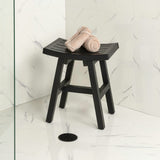 Nuvair 15.75" Traditional Classic Slatted Solid Acacia Wood Indoor/Outdoor Shower Stool