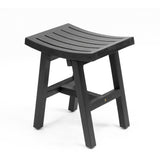 Nuvair 15.75" Traditional Classic Slatted Solid Acacia Wood Indoor/Outdoor Shower Stool
