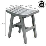 Nuvair 15.75" Traditional Classic Slatted Solid Acacia Wood Indoor/Outdoor Shower Stool