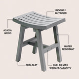 Nuvair 15.75" Traditional Classic Slatted Solid Acacia Wood Indoor/Outdoor Shower Stool
