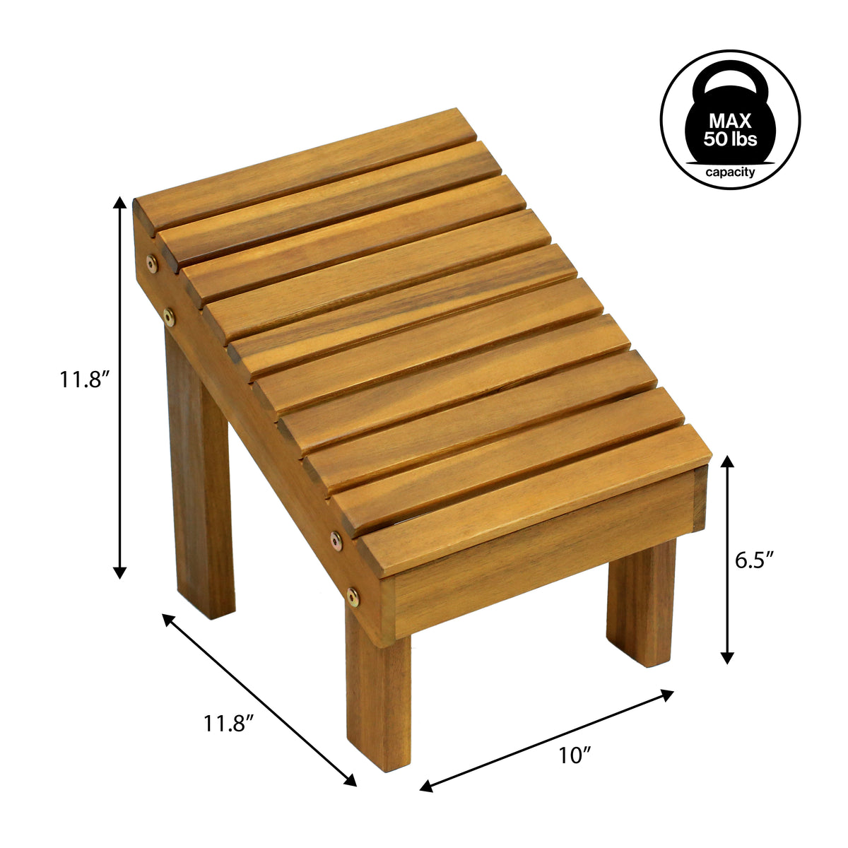 Cynara 11.8" Traditional Classic Solid Acacia Wood Shower Shaving Foot Stool