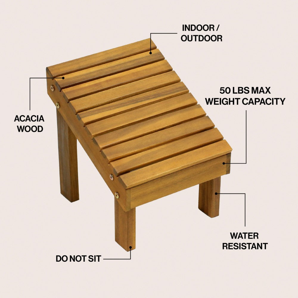 Cynara 11.8" Traditional Classic Solid Acacia Wood Shower Shaving Foot Stool