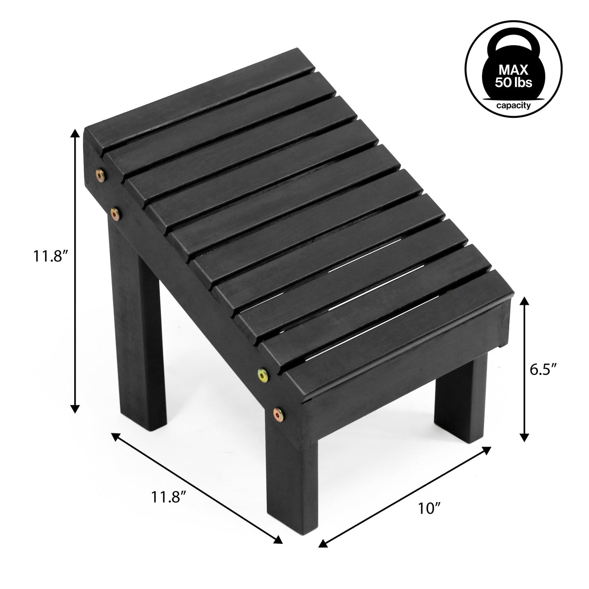 Cynara 11.8" Traditional Classic Solid Acacia Wood Shower Shaving Foot Stool