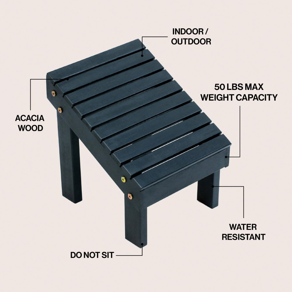 Cynara 11.8" Traditional Classic Solid Acacia Wood Shower Shaving Foot Stool