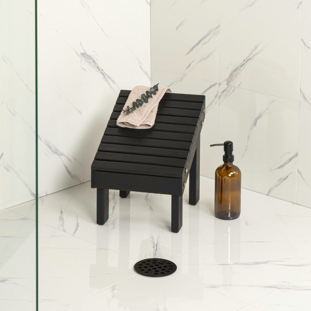 Cynara 11.8" Traditional Classic Solid Acacia Wood Shower Shaving Foot Stool