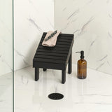 Cynara 11.8" Traditional Classic Solid Acacia Wood Shower Shaving Foot Stool