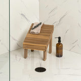 Cynara 11.8" Traditional Classic Solid Acacia Wood Shower Shaving Foot Stool