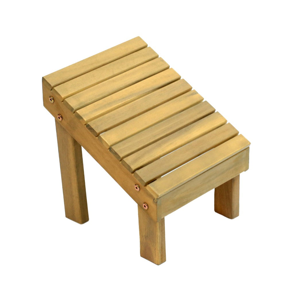 Cynara 11.8" Traditional Classic Solid Acacia Wood Shower Shaving Foot Stool